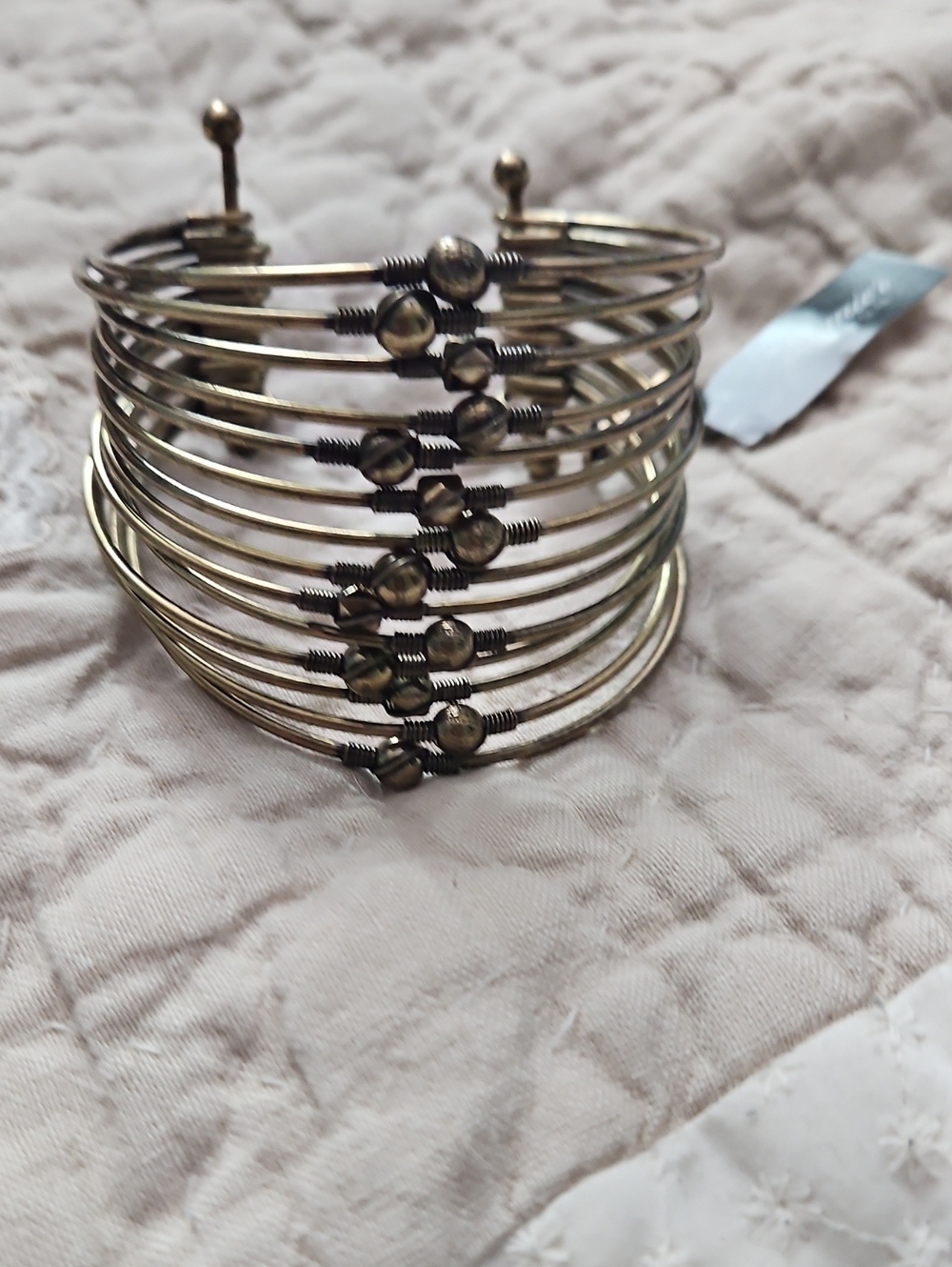 Premier Designs Gold-Tone Multi-Wire Beaded Cuff Bracelet